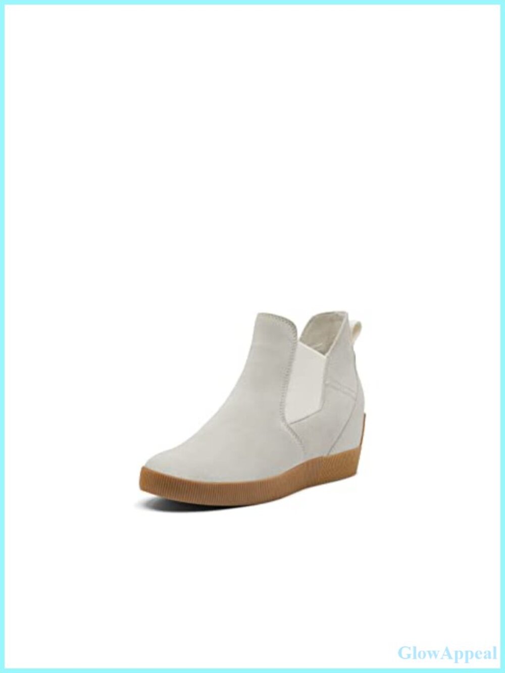 Waterproof Leather Slip-On Wedge Booties Comfortable Pull-On Ankle Boots